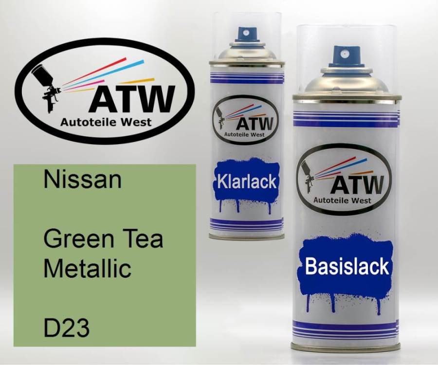 Nissan, Green Tea Metallic, D23: 400ml Sprühdose + 400ml Klarlack - Set, von ATW Autoteile West.